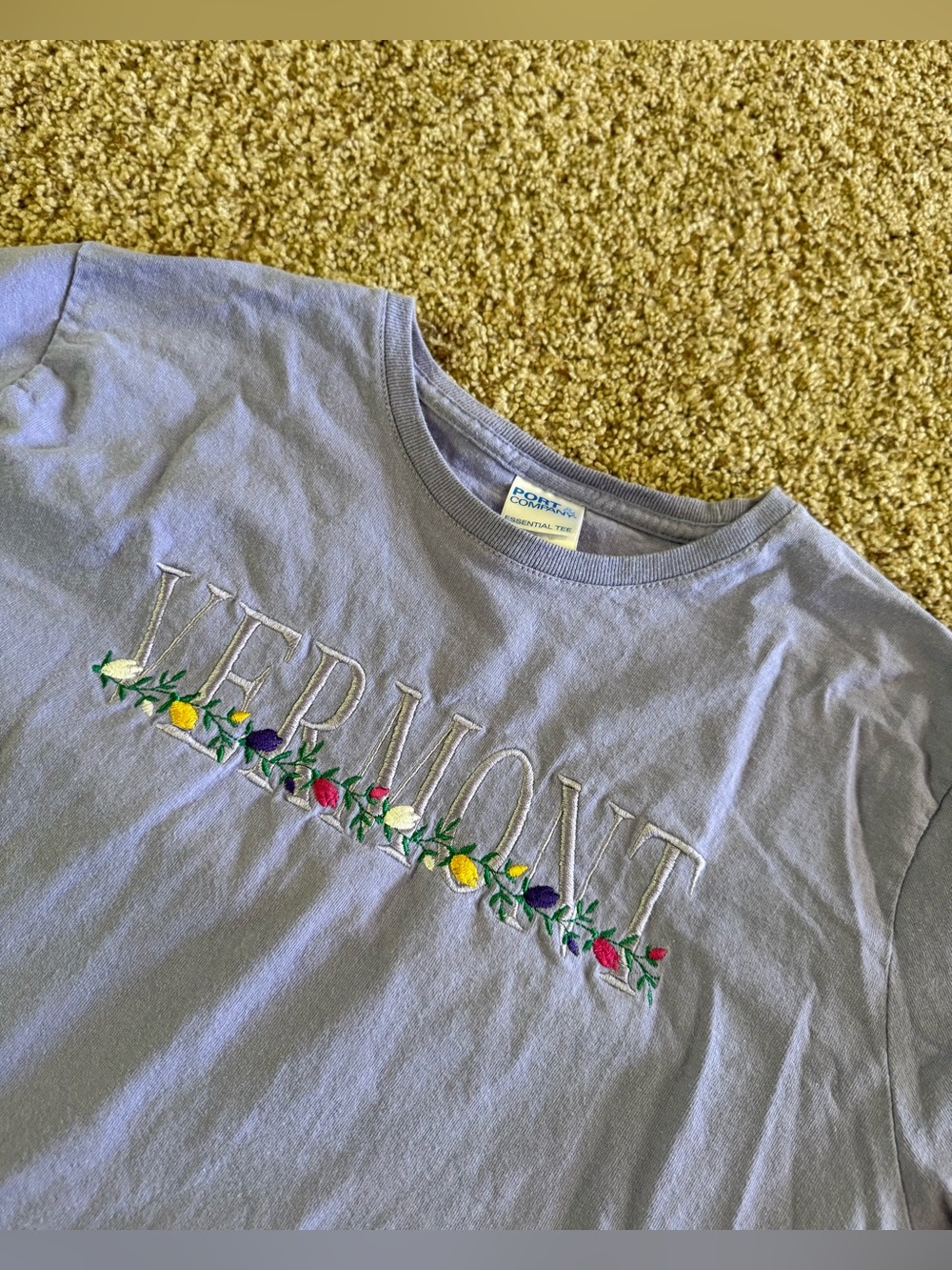 Lavender Vermont Embroidered Cotton Tee